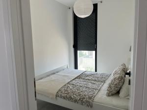 1 dormitorio con cama y ventana en Sun, en Mandre