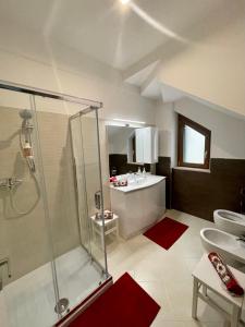 a bathroom with a shower and a sink at CASANTO' in San Demetrio neʼ Vestini
