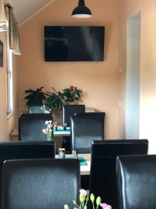 Televízia a/alebo spoločenská miestnosť v ubytovaní Restaurace - penzion Bavorský dvůr