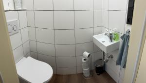 Koupelna v ubytování U Králíka, apartmán H, 3 samostatné ložnice - mezonet, 3 vlastní parkovací místa, v klidu, přitom v centru zábavy