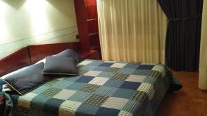 uma cama com duas almofadas num quarto em Piso céntrico y luminoso em Vitoria-Gasteiz