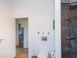 a bathroom with a shower and a toilet in it at 6 person holiday home in Lemvig-By Traum in Lemvig +35 photos