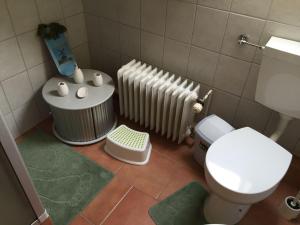 un piccolo bagno con servizi igienici e radiatore di 5-Langeoog a Dornum