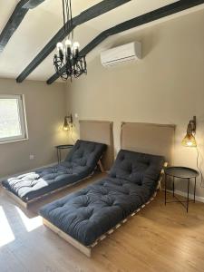 a living room with two beds in a room at VILLA ELYSIUM, Slivno - Makarska in Imotski