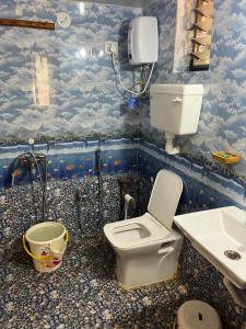 a bathroom with a toilet and a sink at Maati Nature Resort in Kankauli