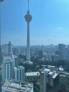 a view of the oriental pearl tower from the top of a building at Soho Klcc Suites by Liala in Kuala Lumpur