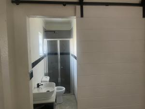 ein Badezimmer mit einem weißen WC und einem Waschbecken in der Unterkunft 8 on twentieth in Brakpan