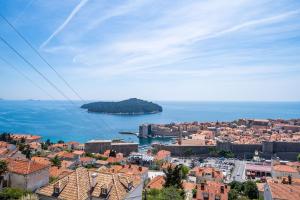 an aerial view of a city and the ocean at Guesthouse Slavka in Dubrovnik
