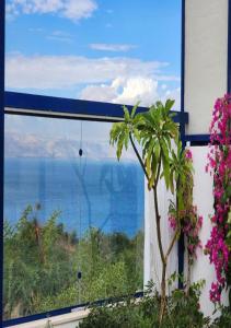 una ventana con vistas al océano en Lara Family Resorts en Mukāwir