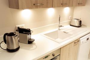 a kitchen counter with a toaster and a sink at Condillac - Appartement 2 chambres avec ascenseur et Parking in Bordeaux