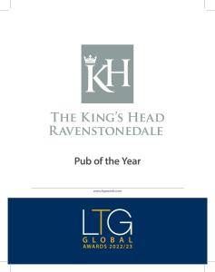 un logotipo para el jefe de los reyes reinventable pub del año en Kings Head - Riverside, Ravenstonedale, en Ravenstonedale