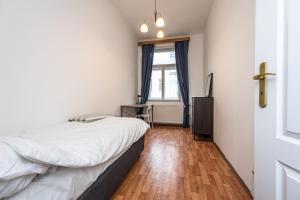 プラハにあるApartment Lublanska 48のベッドルーム1室(ベッド1台、デスク、窓付)