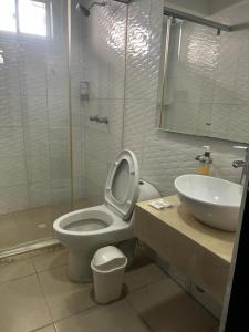 a bathroom with a toilet and a sink at Apartahotel y Hotel Sofichic Boutique in Barranquilla