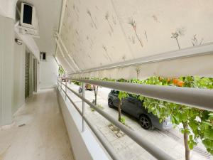 un corridoio di un edificio con piante di Kairi Cozy 92sqm apt in Nea Smirni ad Atene