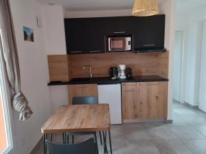 Kuchyň nebo kuchyňský kout v ubytování Apt 91, T2 à LECCI avec piscines, proche plage