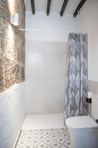 uma casa de banho com um chuveiro e um WC. em Casa El Terrero em Gáldar