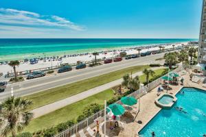 an aerial view of the beach and the ocean at Majestic Sun 806B in Destin