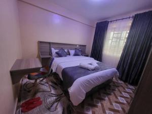a bedroom with a large bed and a window at Limpopo House 2 bedroom in Naivasha