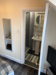 a bathroom with a shower and a sink at No 4 Portpatrick B&B in Portpatrick