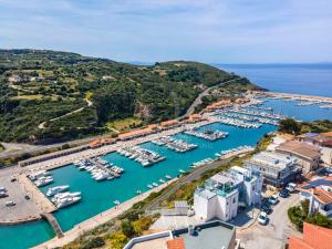 an aerial view of a marina with boats at IL Castello incantato in Castelsardo