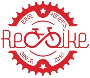 a red logo for a redriderrider music shop at Red Bike Apart's in Opole