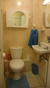 a bathroom with a toilet and a sink at Royal Mile Apartment, 1 minute from the castle. in Edinburgh
