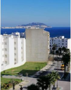 un gran edificio blanco frente al océano en Comfors Appartements 2, en Fnidek