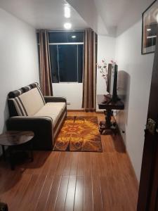 Una sala de estar con un sofá y un televisor. en Karito's house, en Puno