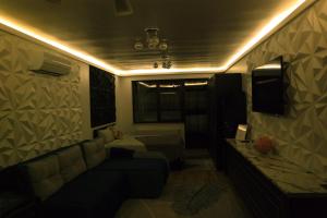 sala de estar con sofá y cama en una habitación en Apartment ǨS Brasov, en Brasov