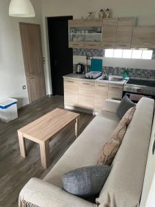 Kuchyň nebo kuchyňský kout v ubytování Ambelakia Bungalow