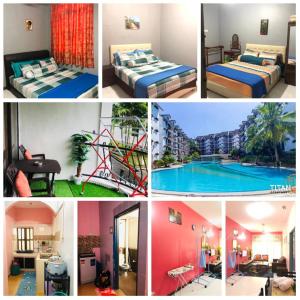 a collage of photos of a hotel room at SERI LAGENDA APARTMENT 3 in Kuah