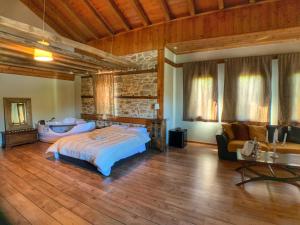 a bedroom with a bed and a tub in it at Hotel Apsis in Emporio