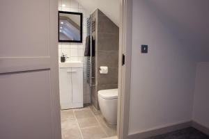 a bathroom with a toilet and a sink at Oxford Street Grand Apartment in Southampton