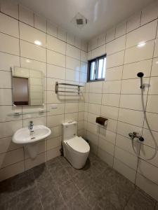 La salle de bains est pourvue de toilettes et d'un lavabo. dans l'établissement Sin Yu Guest House, à Green Island
