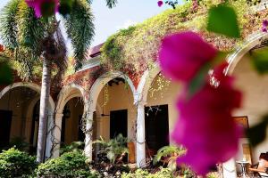 un bâtiment avec un palmier en face dans l'établissement VILLA MERIDA BOUTIQUE HOTEL - Adults Only, à Mérida