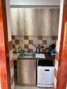 Kuchyň nebo kuchyňský kout v ubytování Bazsalikom-Apartman