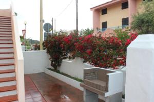 Le Trame di Ka.Sa في بورتو أوتيولو: زرع بالورود الحمراء على جدار أبيض