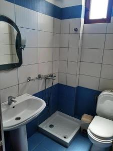 bagno con lavandino e servizi igienici di Hotel Vila Danedi a Ksamil