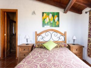 1 dormitorio con 1 cama y una pintura en la pared en EDEN RENTALS North Paradise "House B", en Santa Catalina