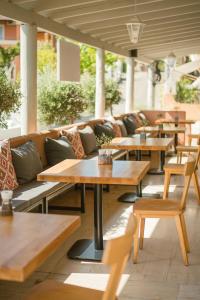 A seating area at Dominoes Corfu