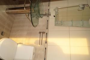 バルチクにあるSunshine Suiteのバスルーム(トイレ、ガラス張りのシャワーブース付)