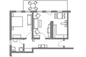 ゲーレンにあるKurhaus Nordstrand Fewo 46003の家の白黒の平面図
