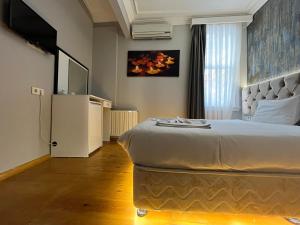イスタンブールにあるJasmine Apart & Boutique Hotelのベッドルーム(大型ベッド1台、テレビ付)