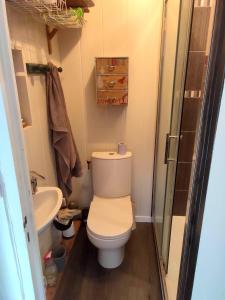 a small bathroom with a toilet and a sink at Rouen in Rouen