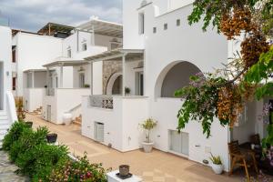 阿喬普羅柯皮歐斯的住宿－Erato Inn Naxos，享有白色建筑庭院的景色