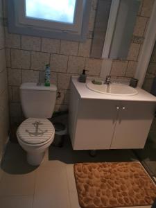 a bathroom with a toilet and a sink at Gîte effet d’art in Saint-Privat