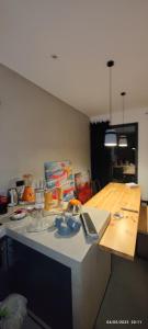 una cucina con piano di lavoro in una camera di Residence La Pineta a Golem