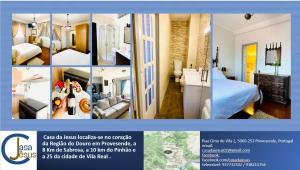 kolaż czterech zdjęć pokoju hotelowego w obiekcie Casa da Jesus - Lugar encantador com piscinaa w mieście Provesende