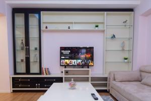 TV a/nebo společenská místnost v ubytování Tirana Central Exclusive
