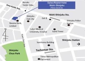 a map of the proposed upgrade to the tulsehamham subdivision at Daiwa Roynet Hotel Nishi-Shinjuku PREMIER in Tokyo
